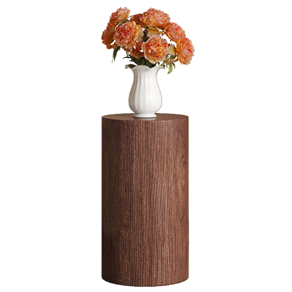 Table d'Appoint Ronde avec Surface en Bois Noyer et Pieds en MDF - design Moderne pour Salon ou Bureau