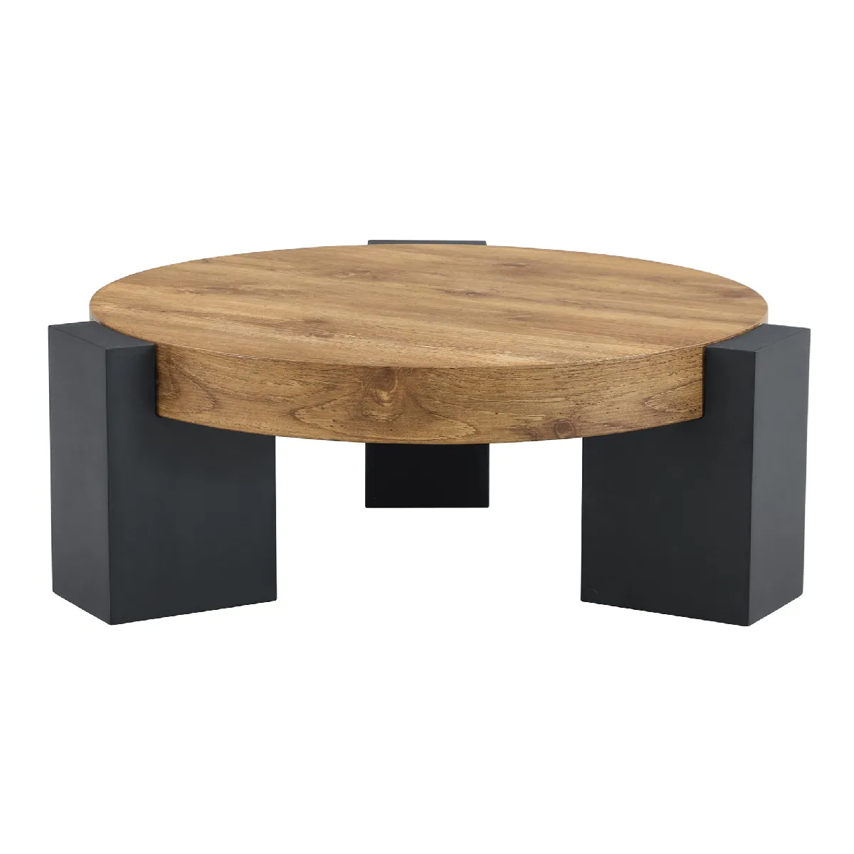 Set de 2 tables basses en verre noir et marron 61x61x30 cm