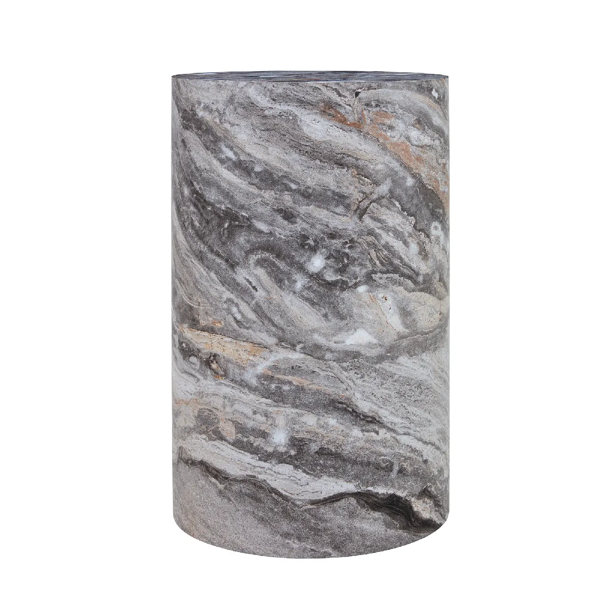 Table d'Appoint Ronde avec Surface Marbre Gris et Pied en MDF - design Moderne pour Salon ou Chambre