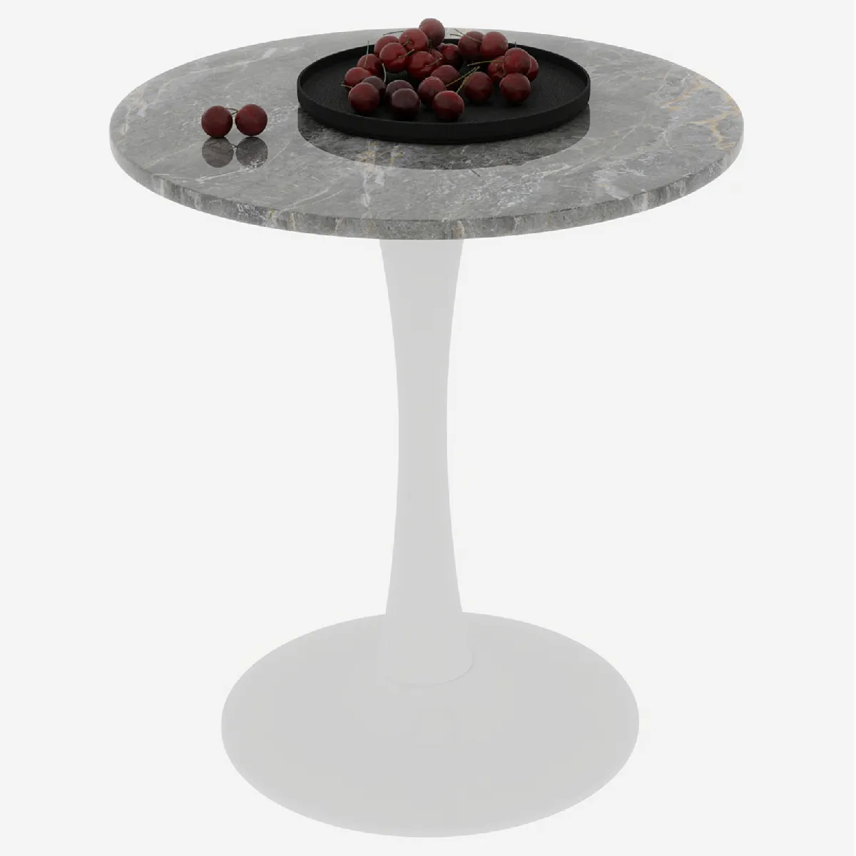 Table Basse Ronde Moderne, Lignes Épurées, Plateau En Marbre Artificiel, Blanc Antique Et Gris