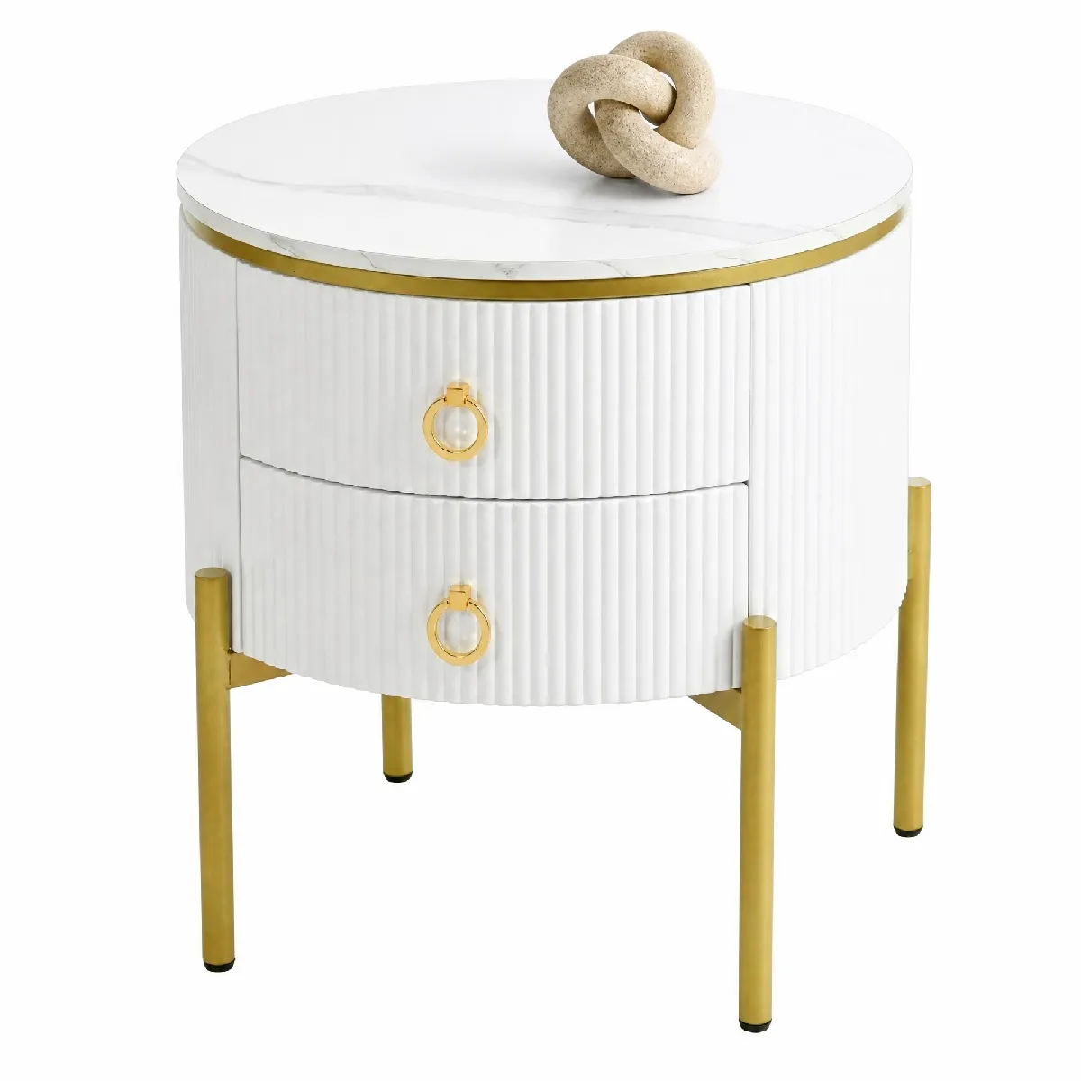 Table d'appoint blanche avec 2 tiroirs 50x50x51 cm