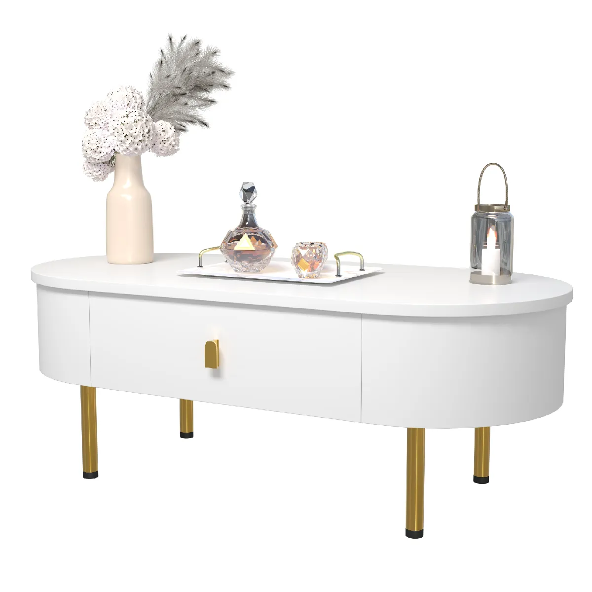 Table basse blanche avec 2 tiroirs 108 x 50 x 40 cm