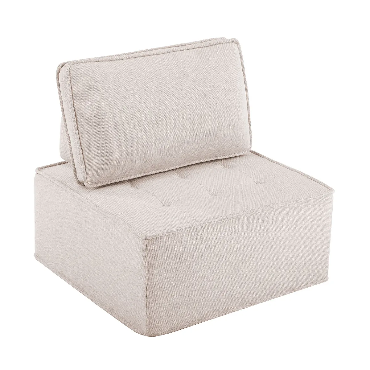 Fauteuil Fixe 1 Place - Confortable avec Dossier Modulable, Tissu Lin Beige, Design Élégant