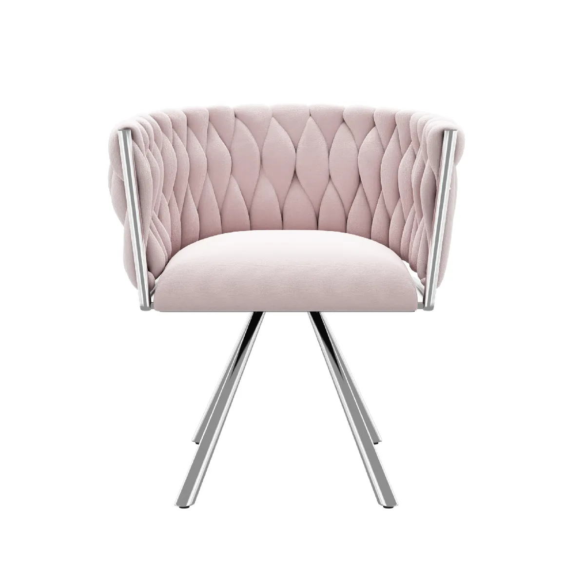 Chaise de Maquillage Pivotante en Velours avec Pieds Métalliques pour Chambre ou Bureau - Rose