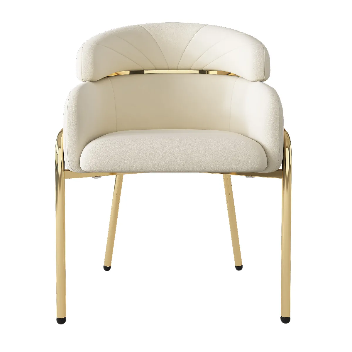 Chaise De Salle À Manger En Velours Beige Avec Pieds En Métal, Pour Salon Et Cuisine