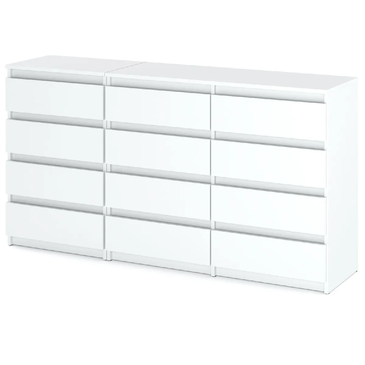 Grande Commode 180 cm 12 Tiroirs Blanc Mat - Meuble TV Buffet Rangement Salon Chambre