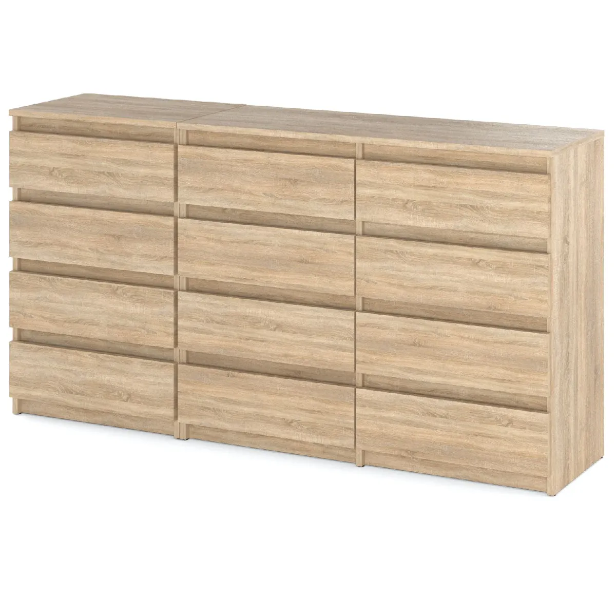 Grande Commode 180 cm 12 Tiroirs Chêne Sonoma - Meuble TV Buffet Rangement Salon Chambre