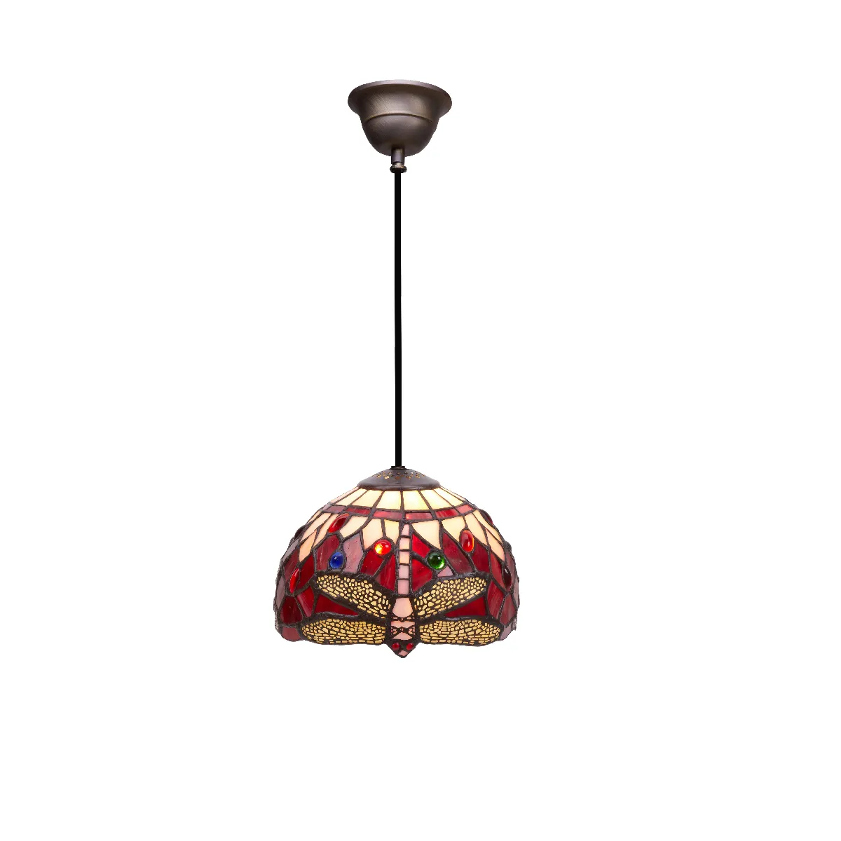 Suspension avec câble Tiffany série Belle Rouge D-20 cm