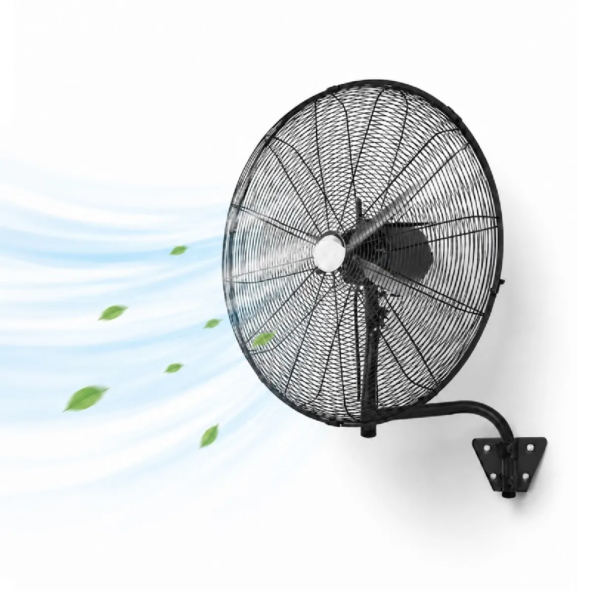 Ventilateur Mural - 75 Cm - 285 W - 3 Vitesses - Oscillation 2 Directions