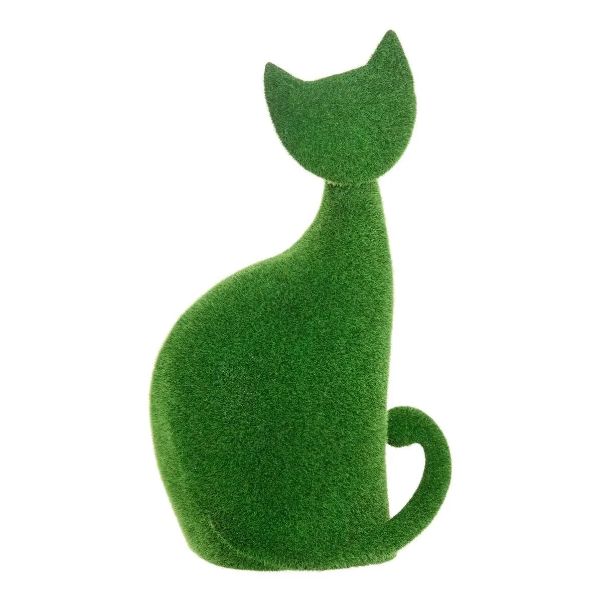 Statuette chat Grass H43,8cm gazon synthétique vert - Atmosphera Créateur d'intérieur