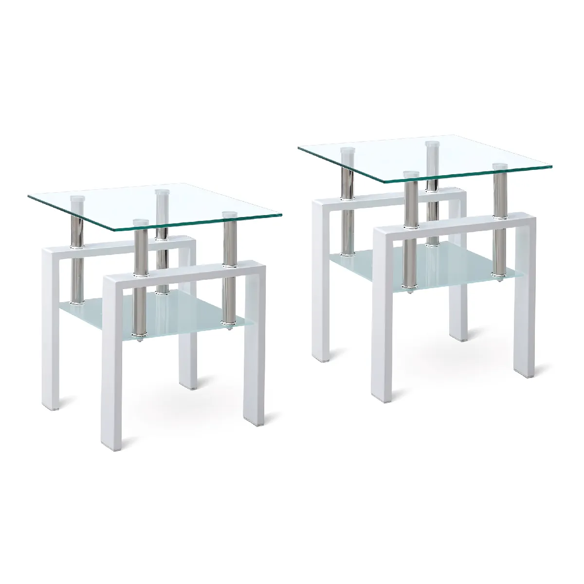 Table basse carrée en verre trempé transparent