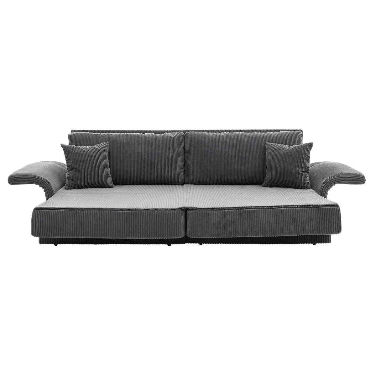 Canapé en velours côtelé gris avec conversion 182x88x84 cm