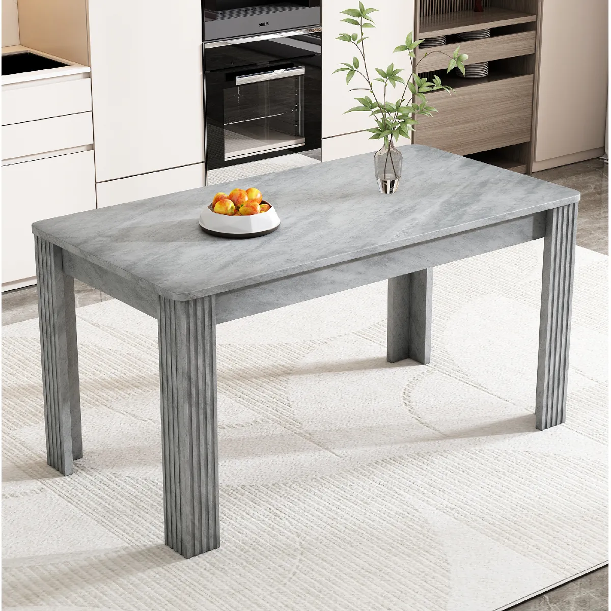 Table à manger grise avec grand plateau 116 x 65 x 75 cm