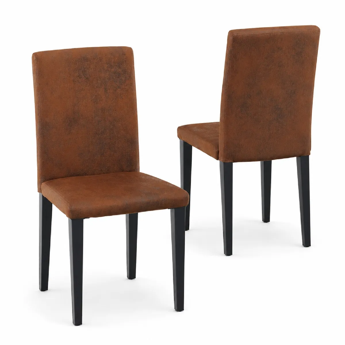 Lot De 2 Chaises De Salle À Manger Avec Pieds En Métal Noir, Patins Antidérapants En Caoutchouc, Marron Et Noir