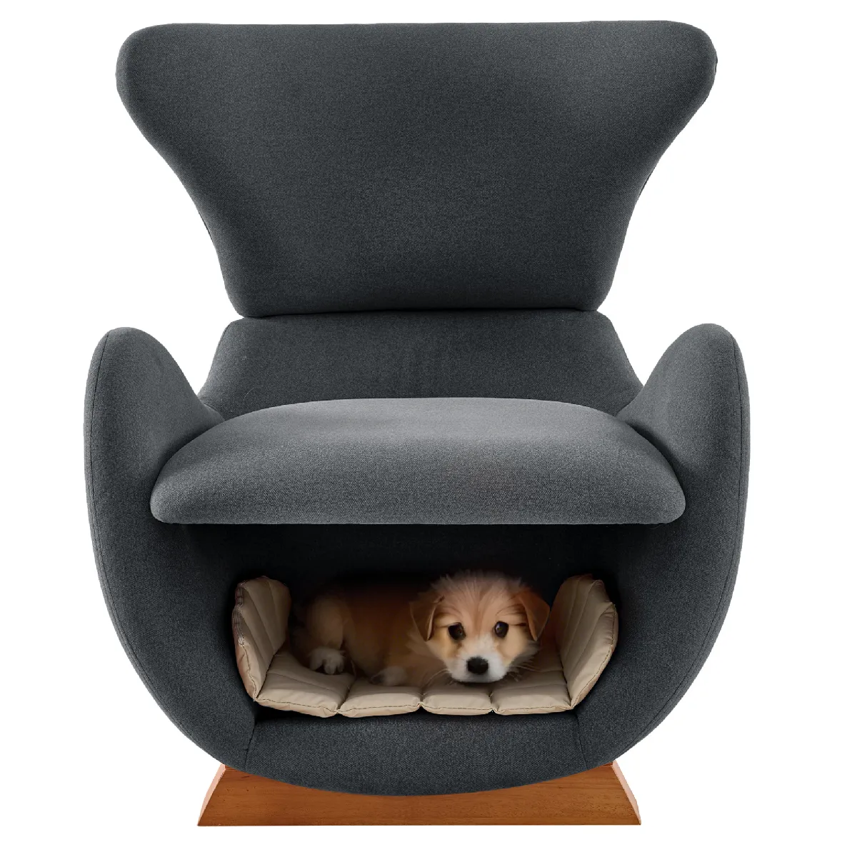 Fauteuil lounge avec niche pour chat et petit chien en tissu gris et Bois 66 x 69 x 76 cm