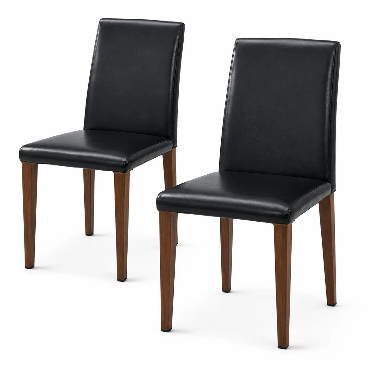 Lot De 2 Chaises De Salle À Manger Avec Pieds En Noyer, Patins Antidérapants, Noyer Et Noir