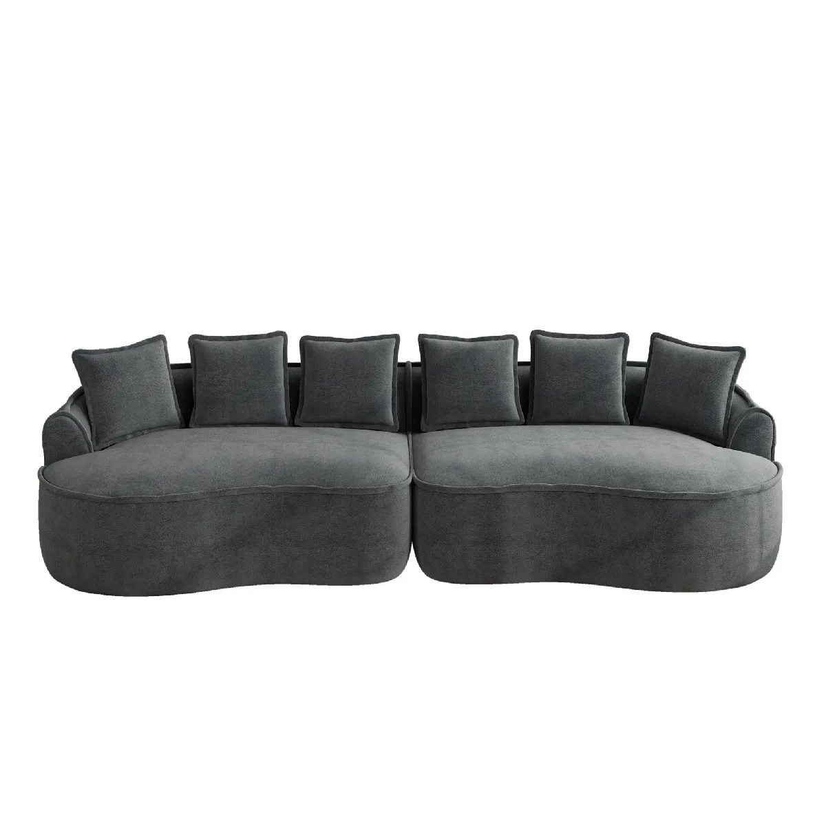 Canapé Modulaire Avec Coussins Et Assise Profonde, En Chenille Grise, 320x114x67 Cm