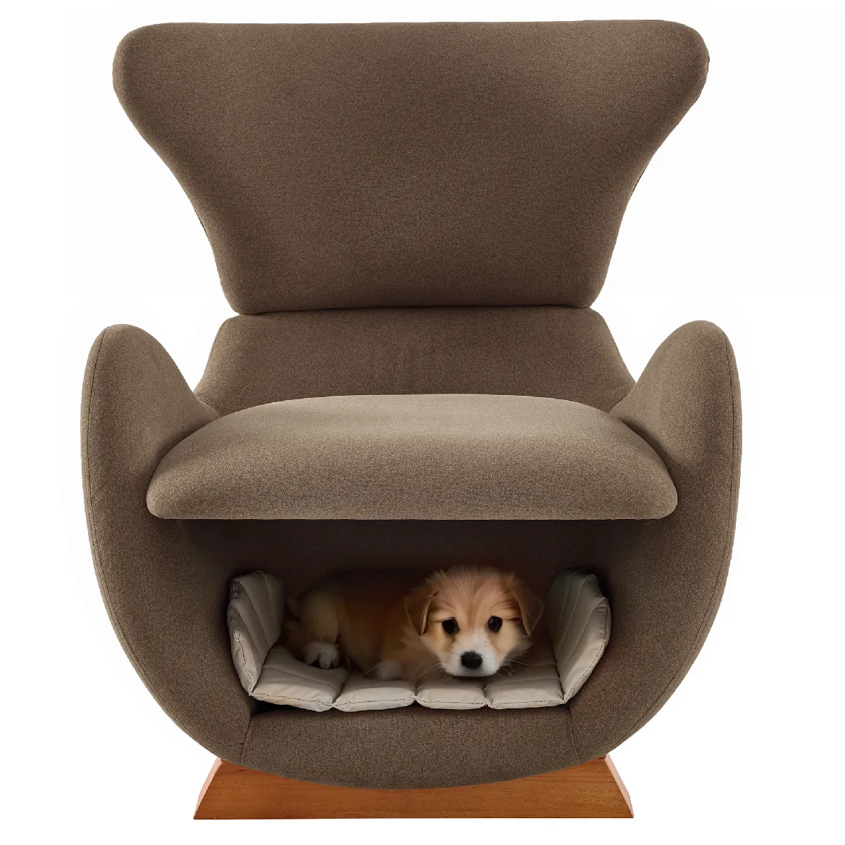 Fauteuil lounge avec niche pour chat et petit chien en tissu résistant aux griffures Bois marron 66 x 69 x 76 cm