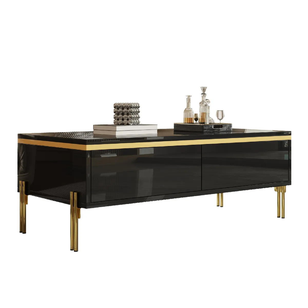 Table basse noire avec 2 tiroirs 100 x 50 x 36 cm