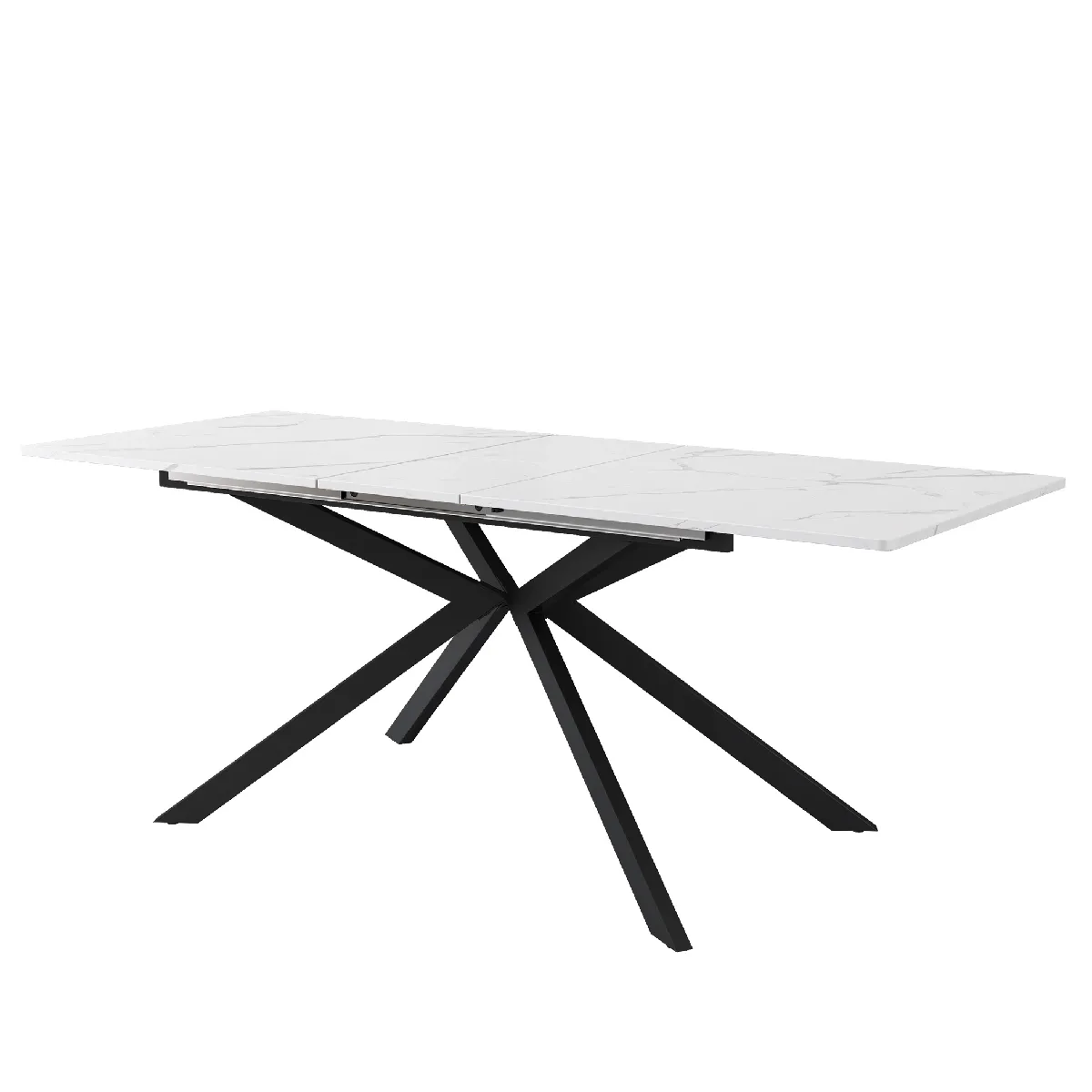 Table à manger extensible blanche et noire 150/180 x 70 x 76 cm