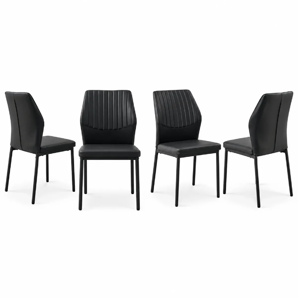 Lot De 4 Chaises De Salle À Manger Avec Pieds En Métal Et Embouts Antidérapants En Silicone, Noir