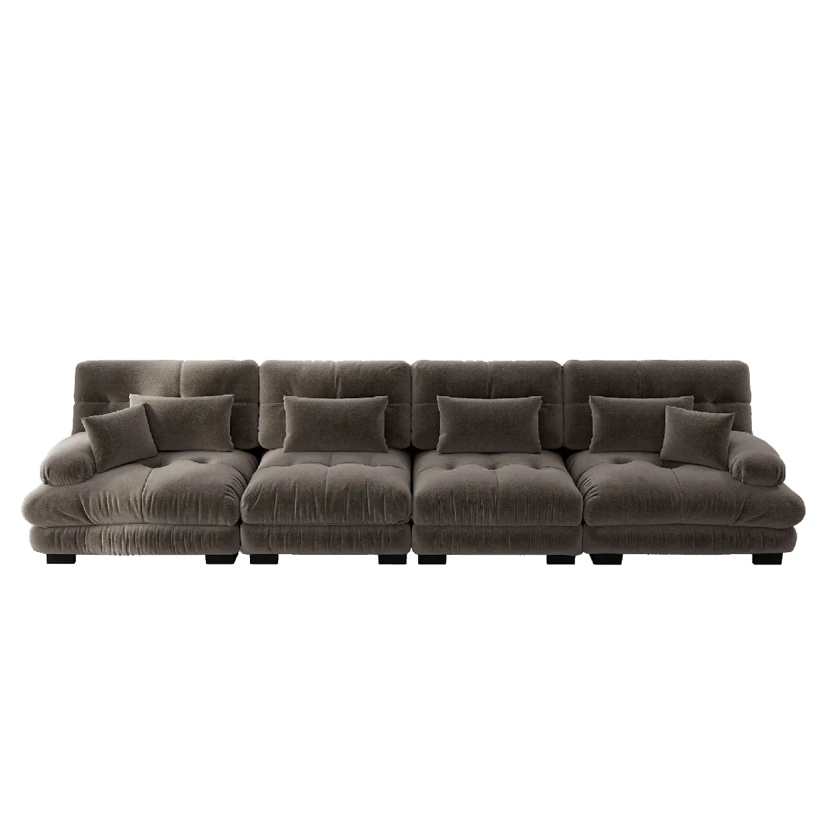 Canapé Modulable 4 Places, D'Angle, Assise Profonde, Chenille, Marron
