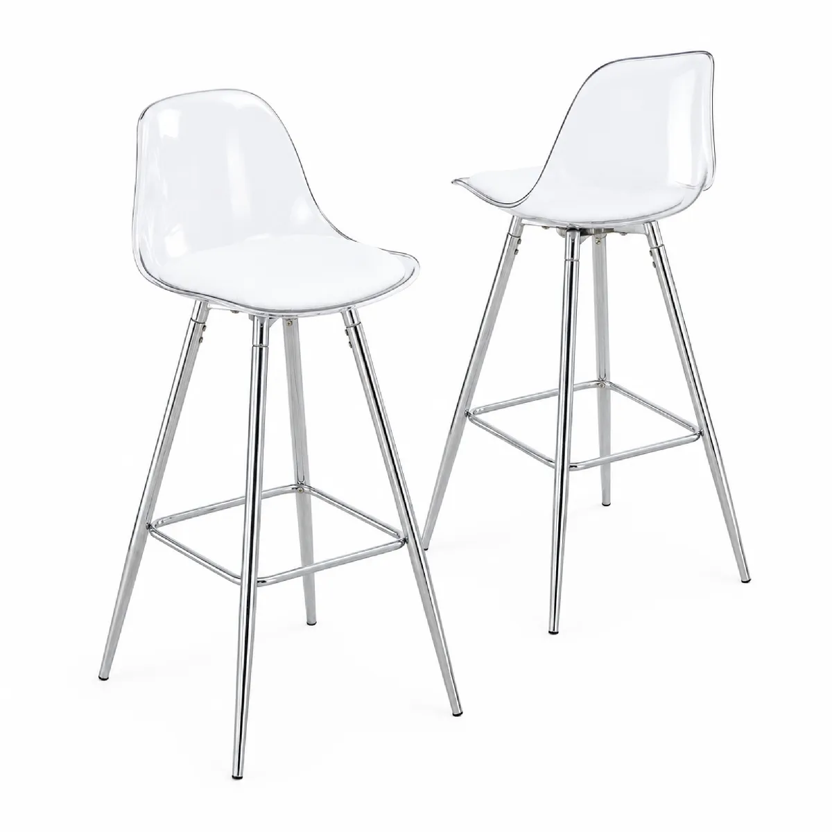 Lot De 2 Chaises De Salle À Manger Avec Dossier Transparent Et Structure En Métal Argenté