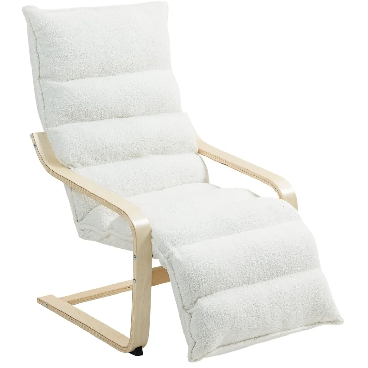 Fauteuil relax à bascule blanc en polyester avec repose pieds réglable cinq positions