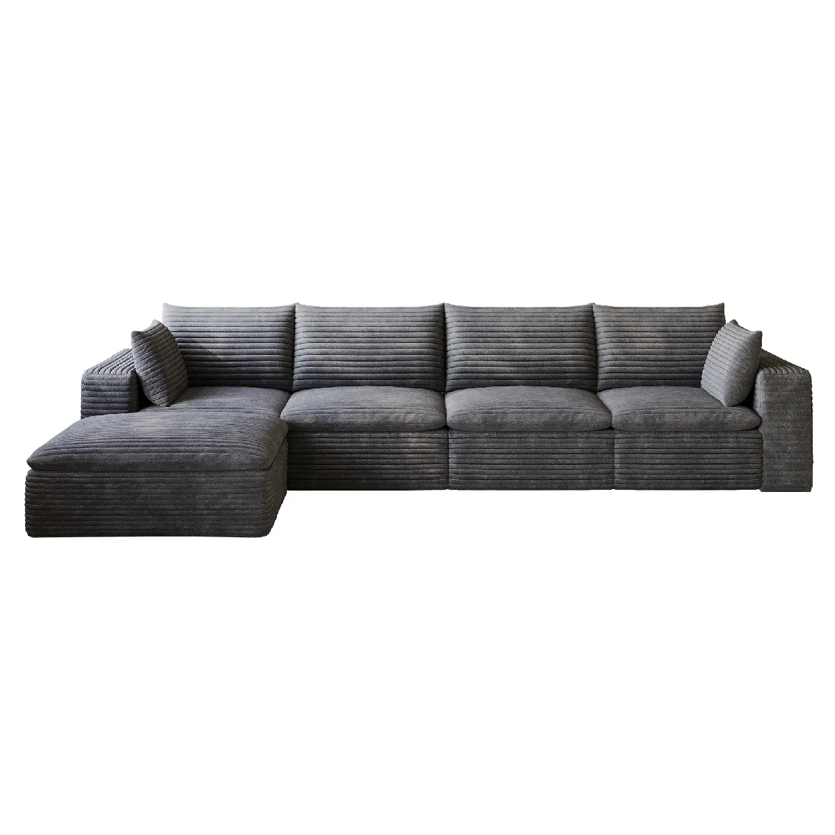 Canapé modulaire compressé gris foncé avec rembourrage amovible 340 cm