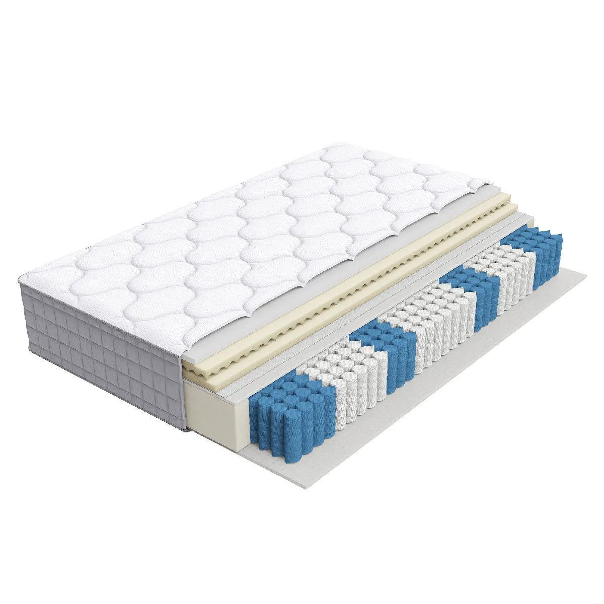 Matelas À Ressorts Ensachés 90x200 Cm, 7 Zones De Confort H3, Très Épais 25 Cm, Avec Poignées, Blanc
