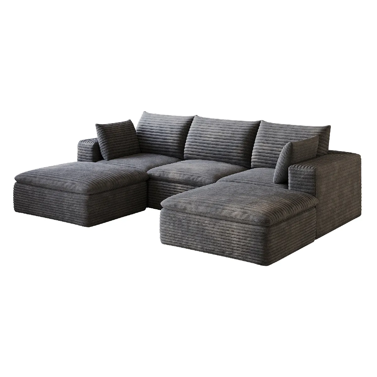 Canapé modulaire compressé en tissu gris foncé avec mousse 260 cm