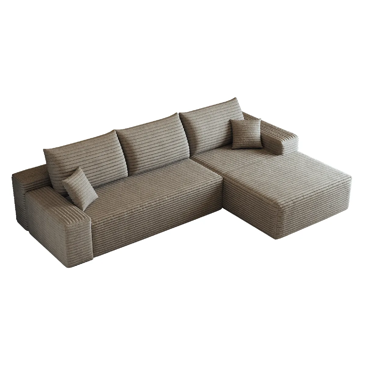 Canapé d'angle compressé modulaire camel avec méridienne 270 cm
