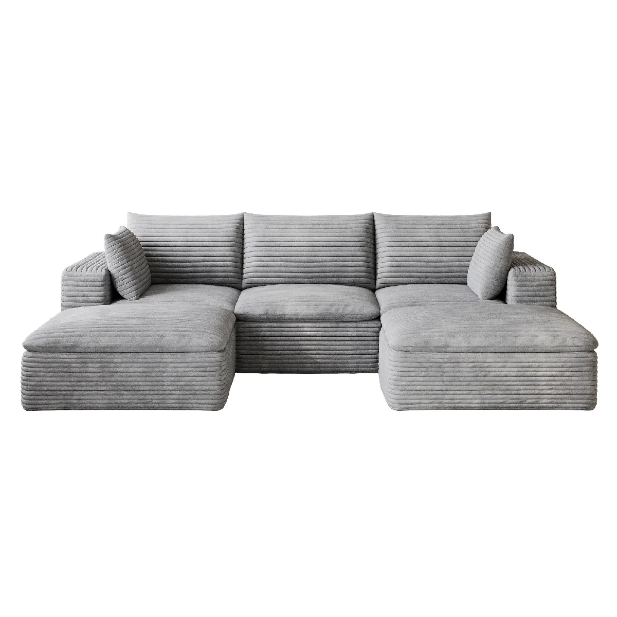 Canapé modulaire compressé en tissu gris avec coussins amovibles