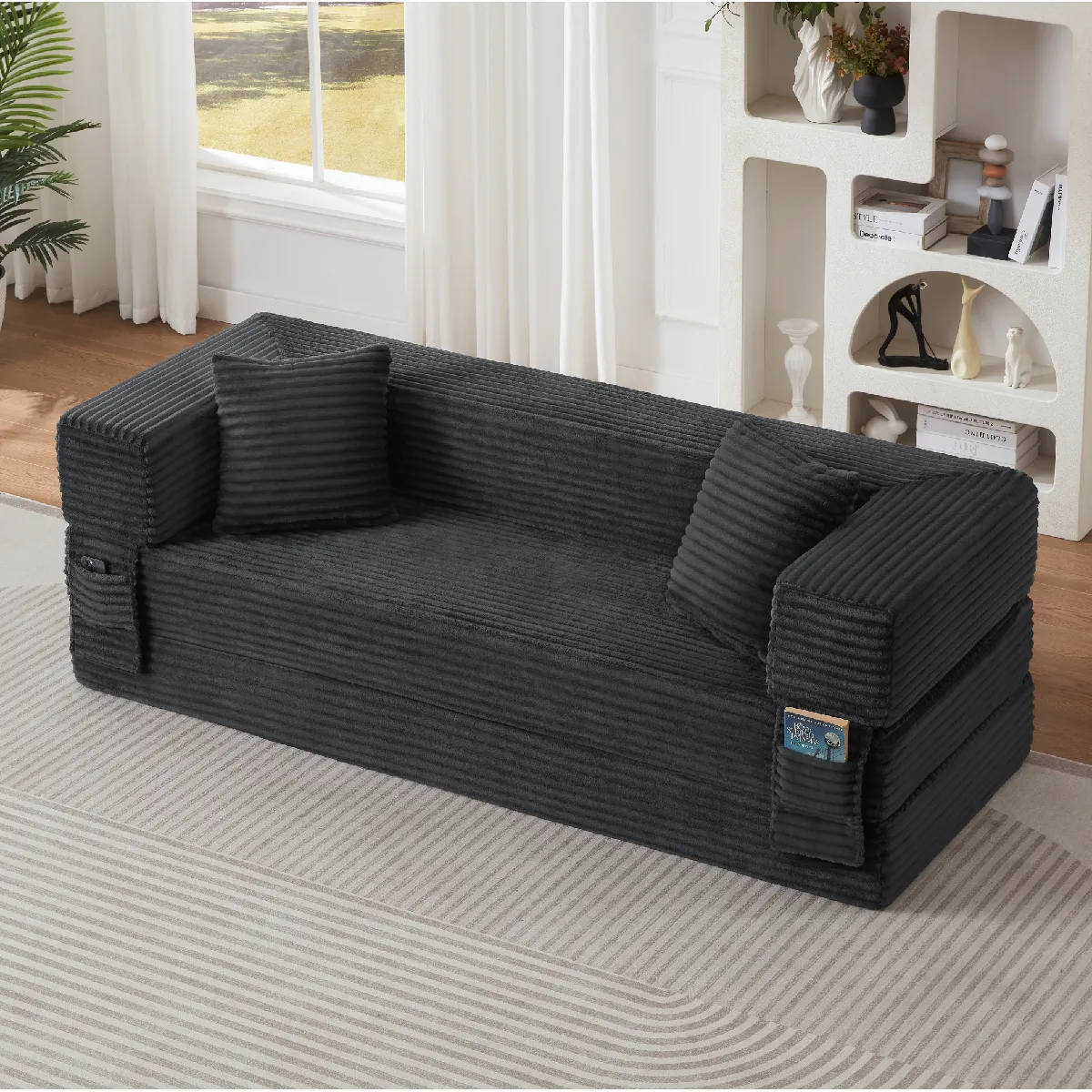 Canapé 200x76x60 Cm Avec Design À Deux Niveaux, Convertible En Lit