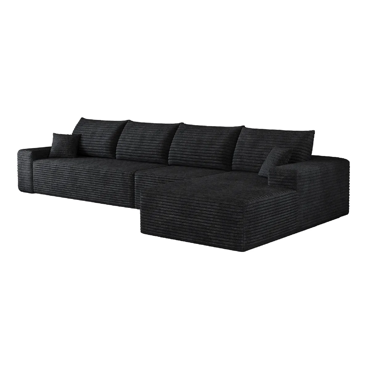 Canapé modulaire compressé en velours côtelé noir avec méridienne