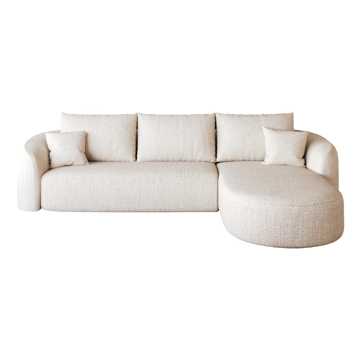 Canapé d'angle compressé modulaire blanc en chenille 266×168×64 cm