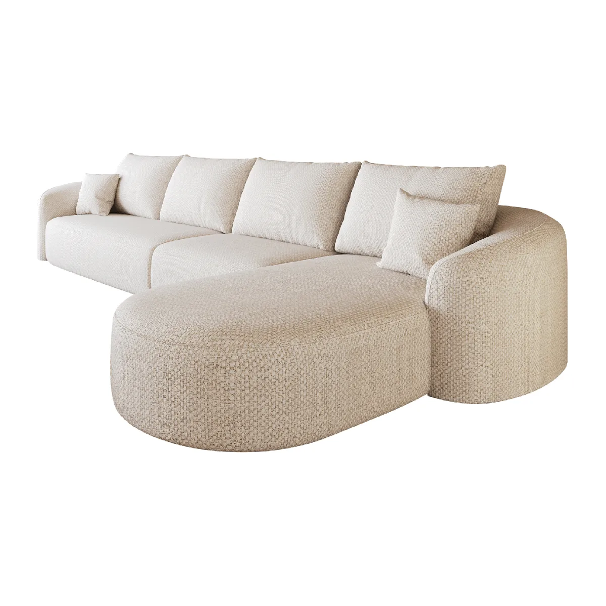 Canapé d'angle compressé modulaire en tissu blanc sans montage 336 cm