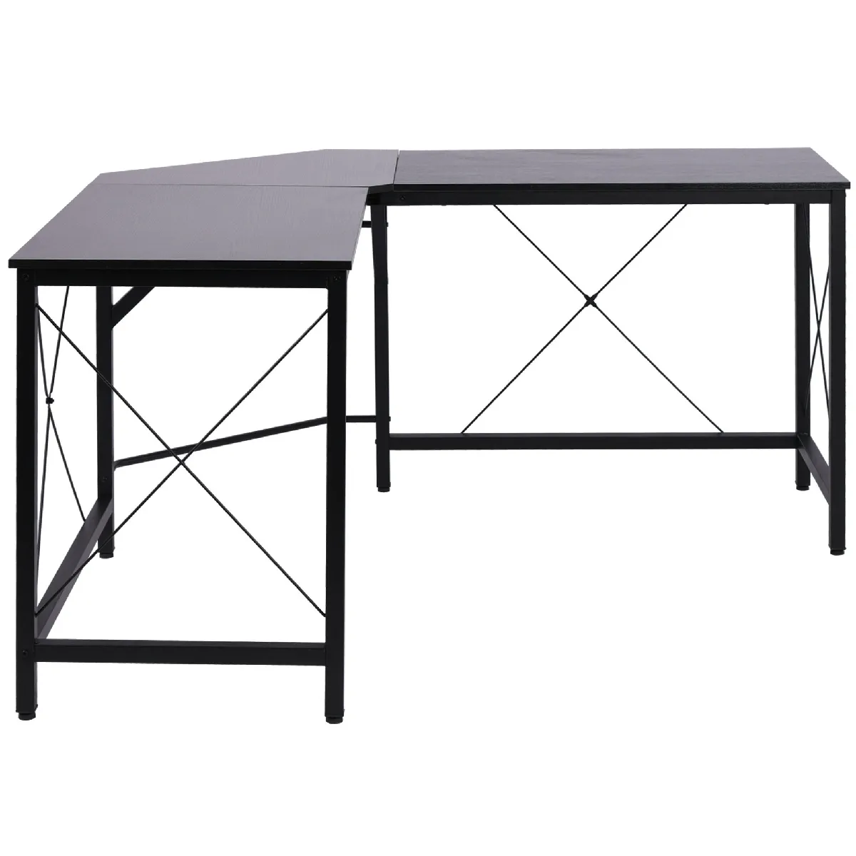 Bureau D'Angle En L 150x150 Cm Avec Structure En Acier Noir Pour Bureau Et Télétravail