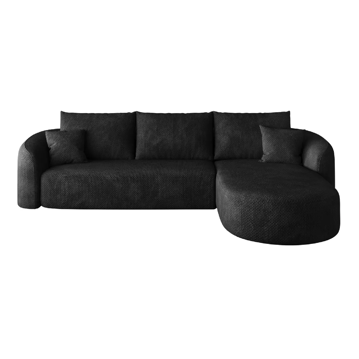 Canapé d'angle compressé modulaire en chenille noir sans montage