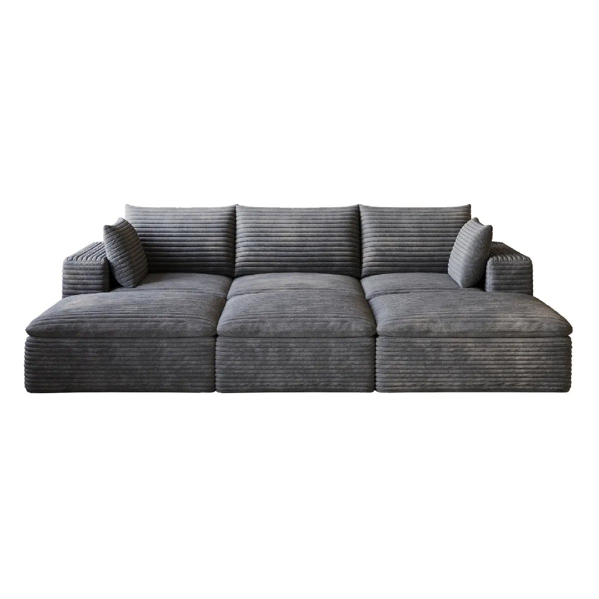 Canapé modulaire compressé gris foncé avec coussins amovibles 260 cm