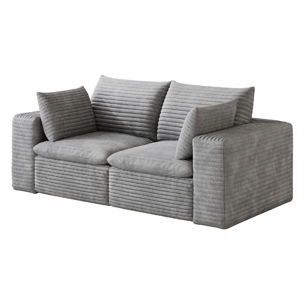 Canapé modulaire compressé en tissu gris avec coussins amovibles