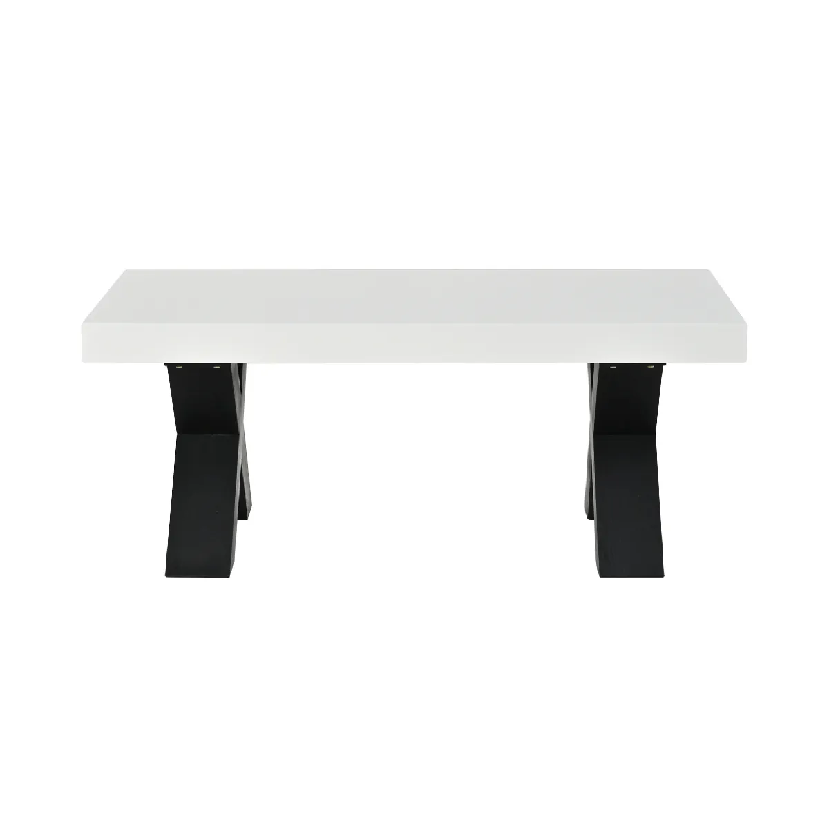 Table Basse Rectangulaire Avec Pieds En X, 100x50x40 Cm, Blanc Et Noir