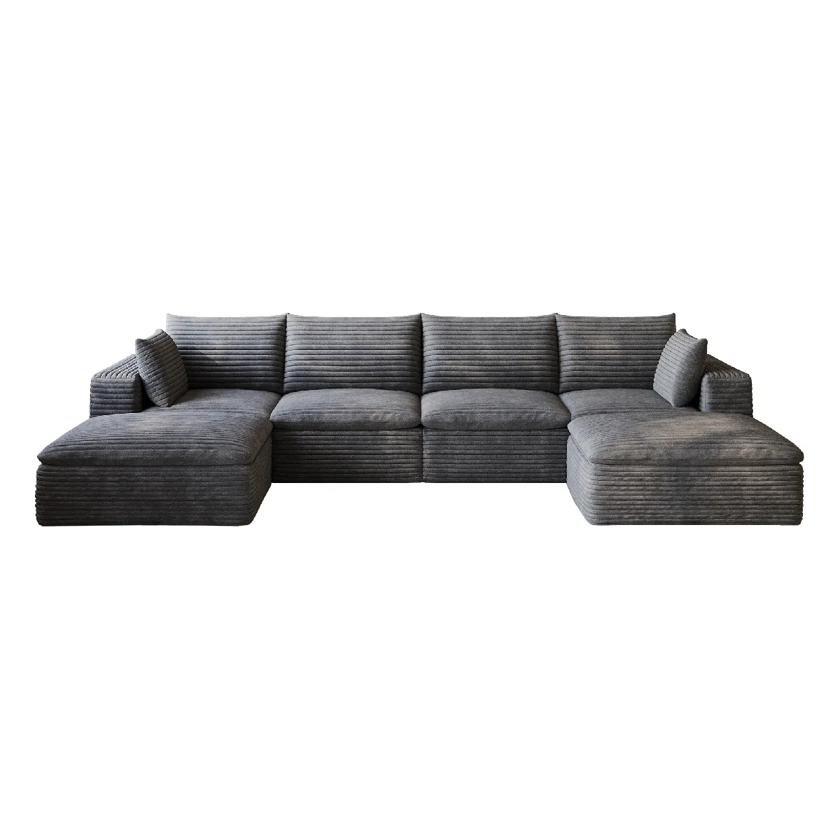 Canapé modulaire compressé gris foncé avec housses amovibles 340 cm