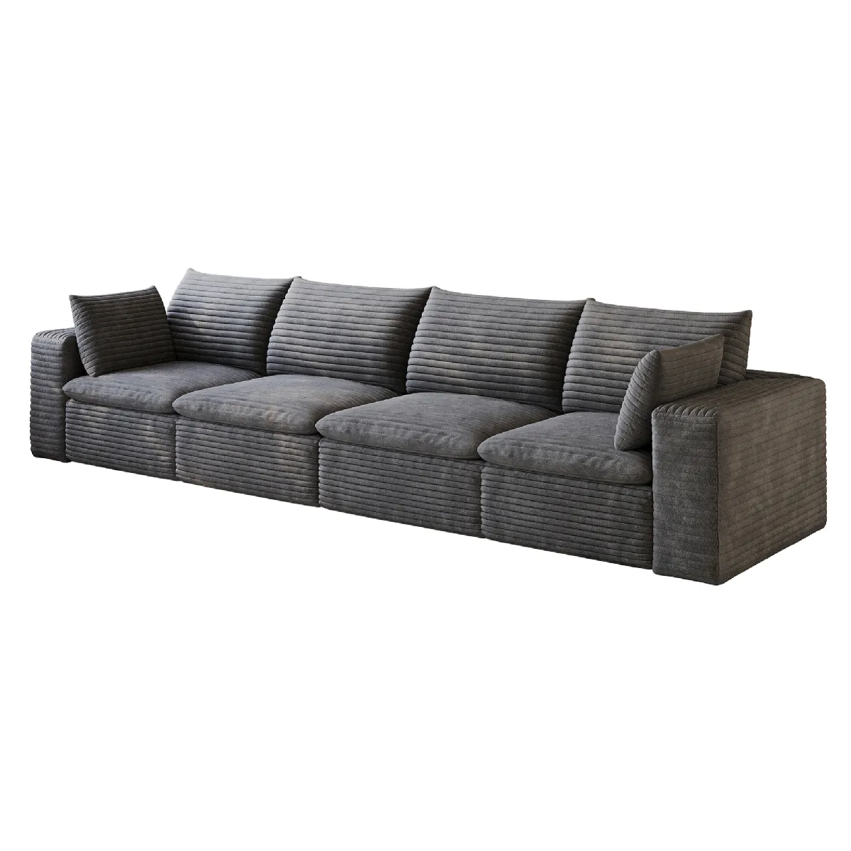 Canapé modulaire compressé gris foncé avec coussins amovibles 340 cm