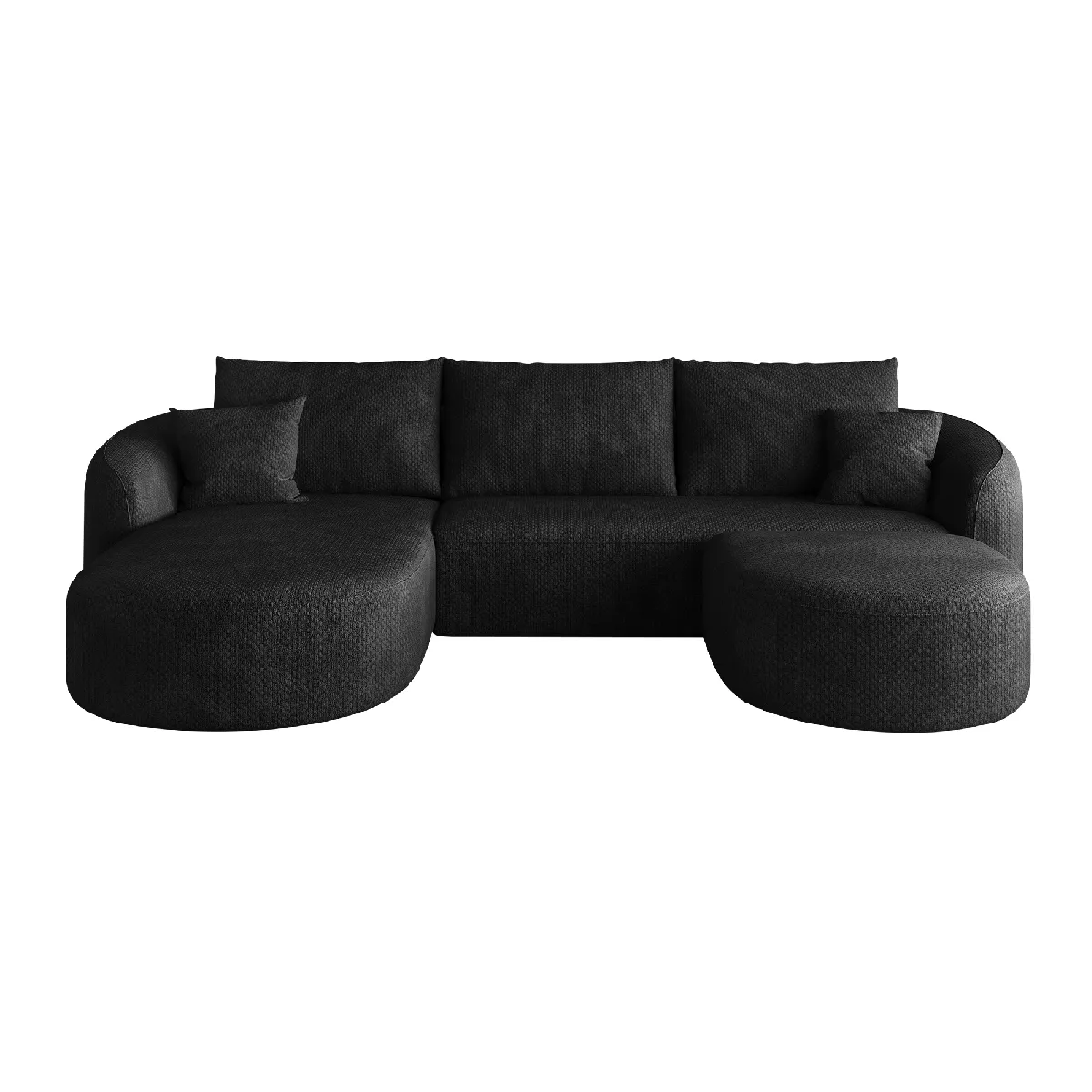 Canapé d'angle compressé en tissu noir avec structure modulaire 266 cm