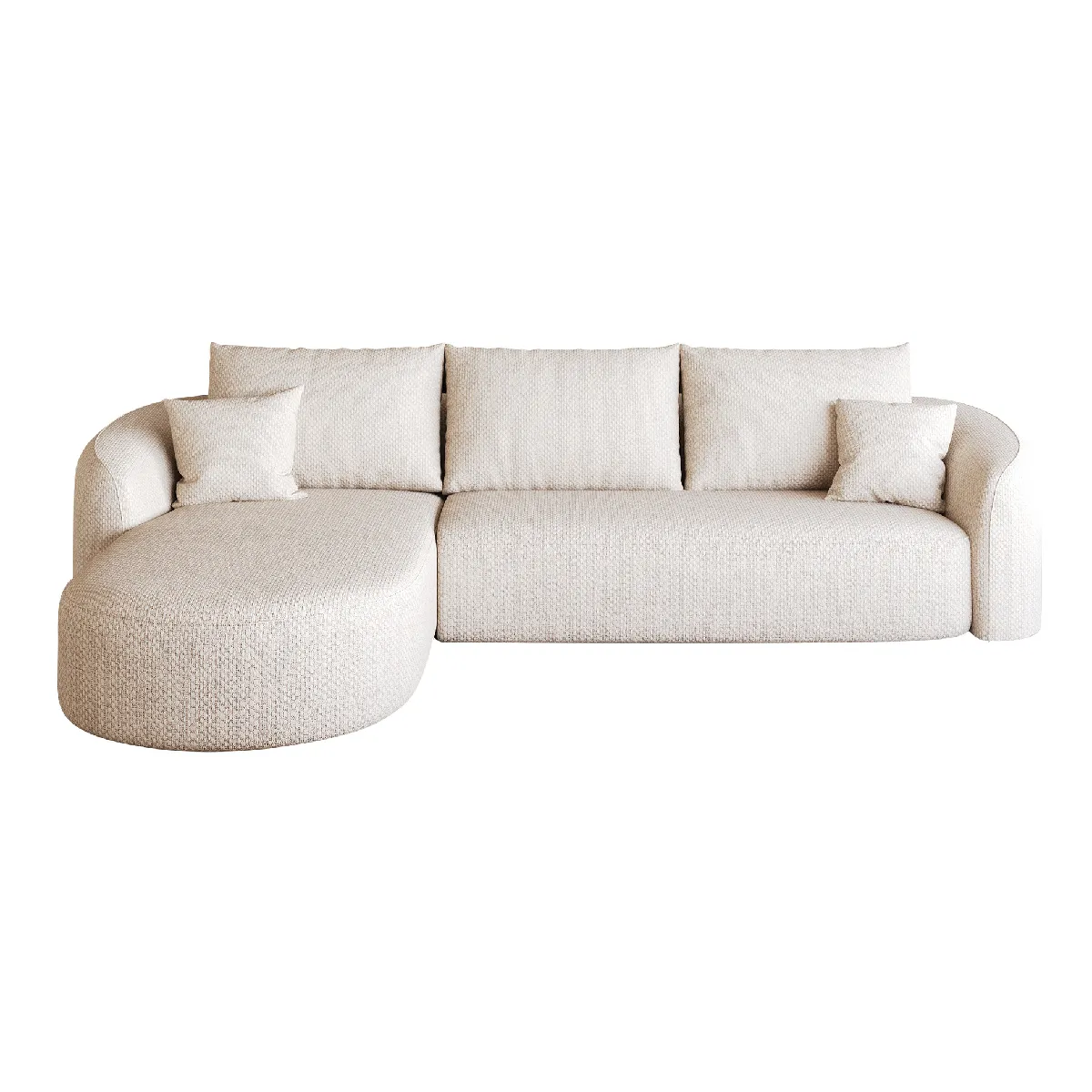 Canapé d'angle modulaire compressé blanc en chenille sans montage