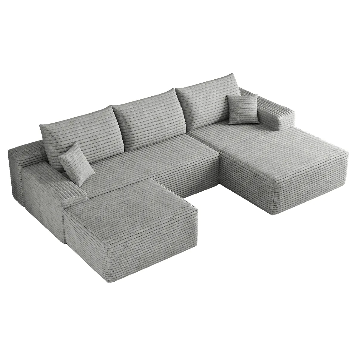 Canapé d'angle compressé modulaire gris avec méridienne 270 cm