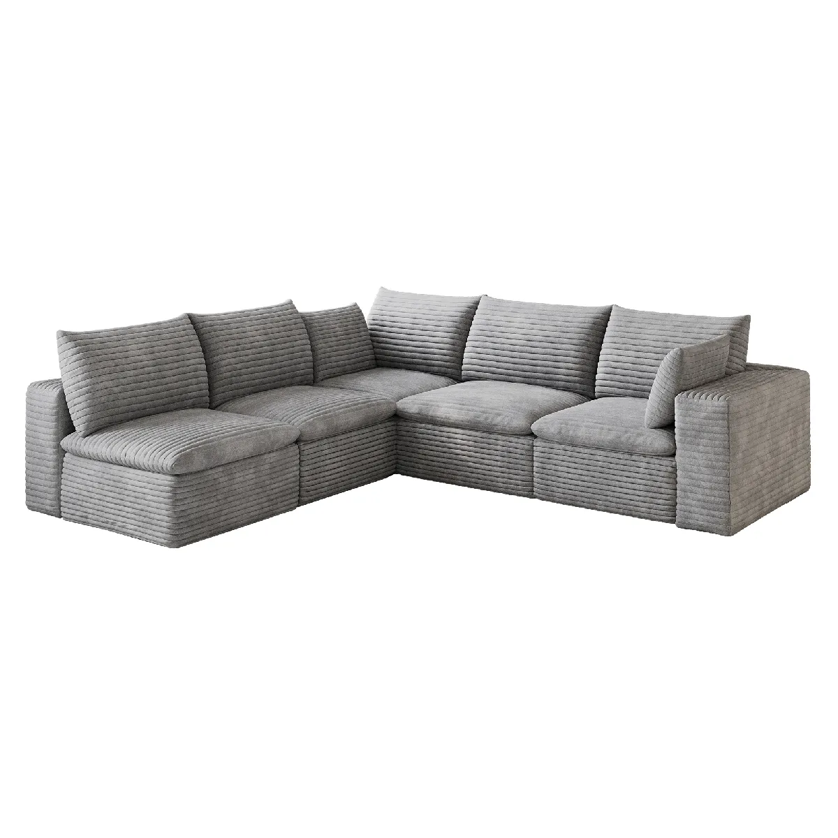 Canapé modulaire compressé en tissu gris avec rembourrage amovible