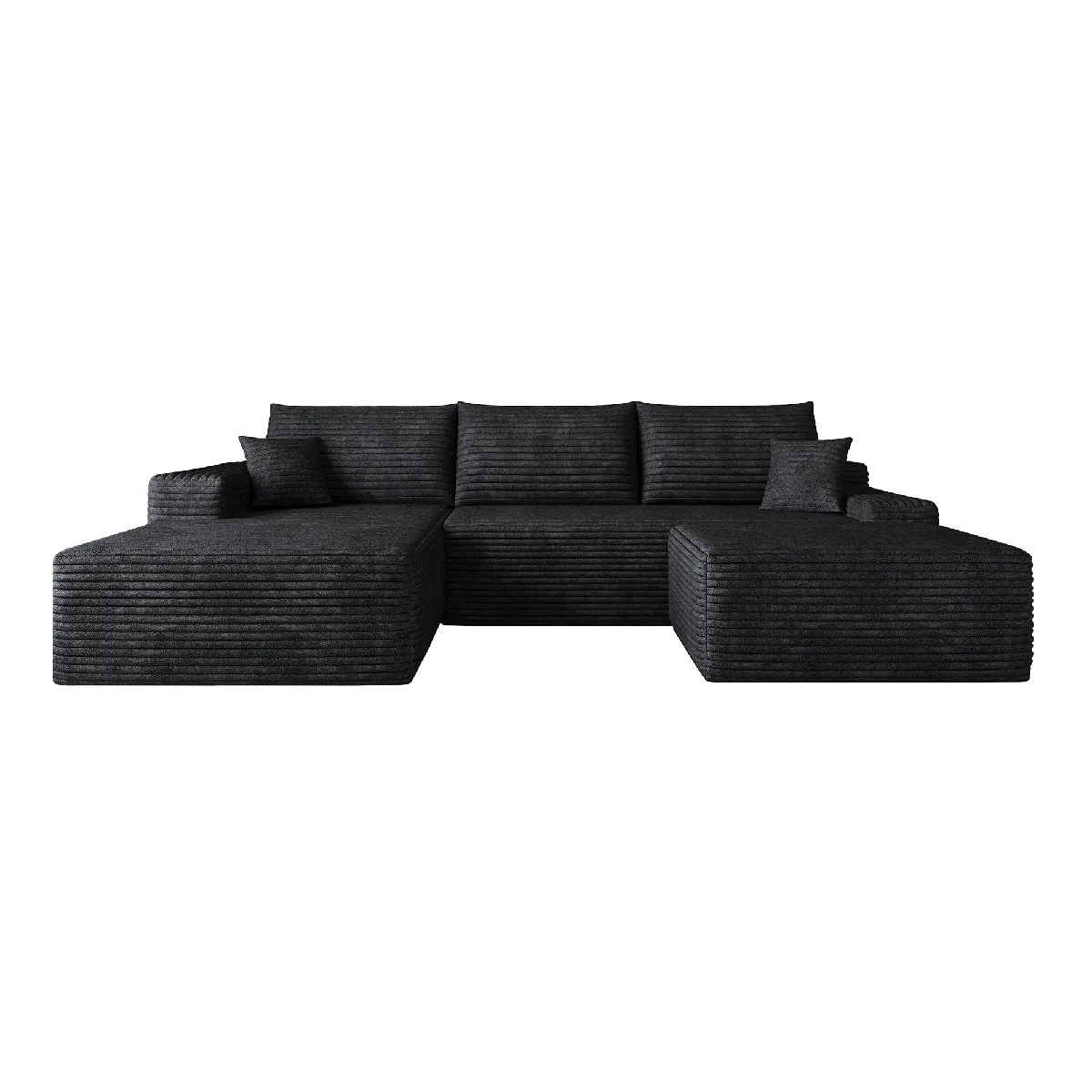 Canapé d'angle compressé modulaire noir avec méridienne 270 cm