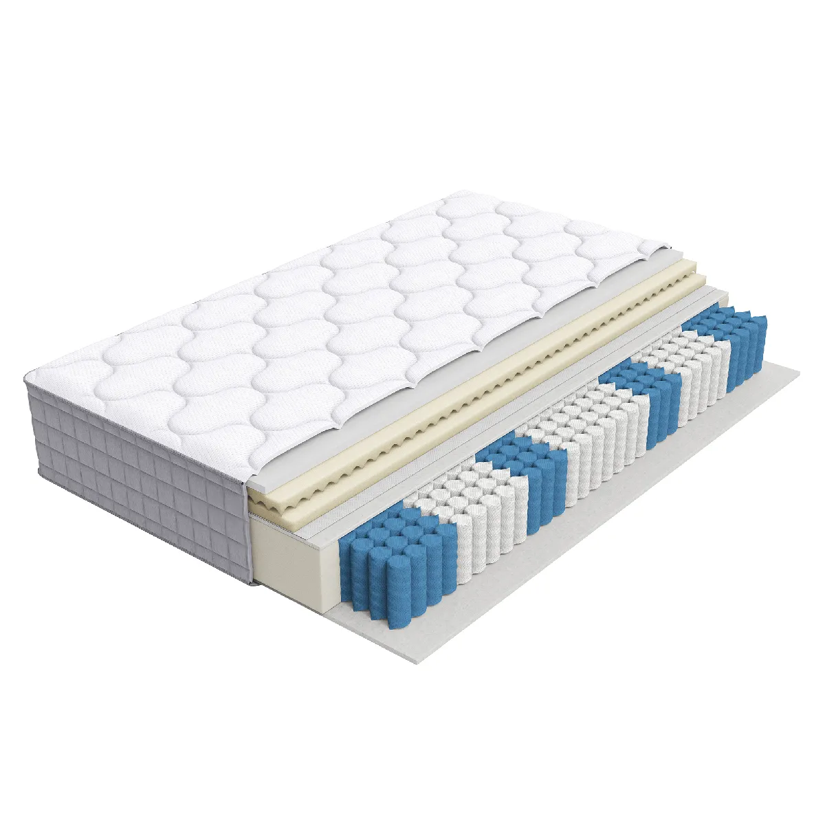 Matelas 140x200 Cm, Très Épais 25 Cm, Ressorts Ensachés 7 Zones De Confort H3, Blanc